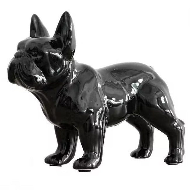 Statue Jardin Déco Bulldog Noir