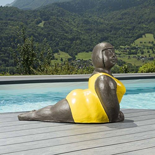 Statue Jardin Grosse Femme Jaune