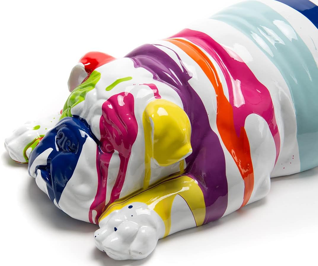 Statue Chien Couché Blanc