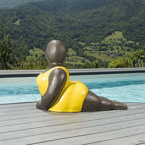 Statue Jardin Grosse Femme Jaune