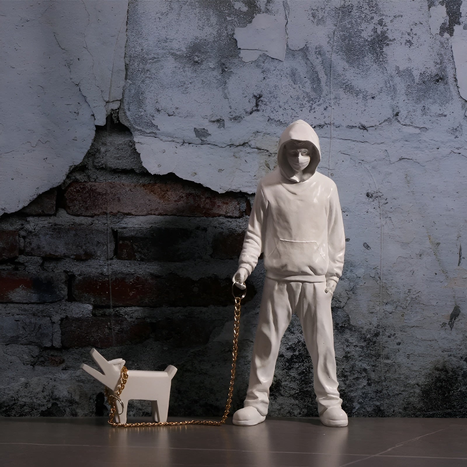 Statue Banksy Homme et Chien
