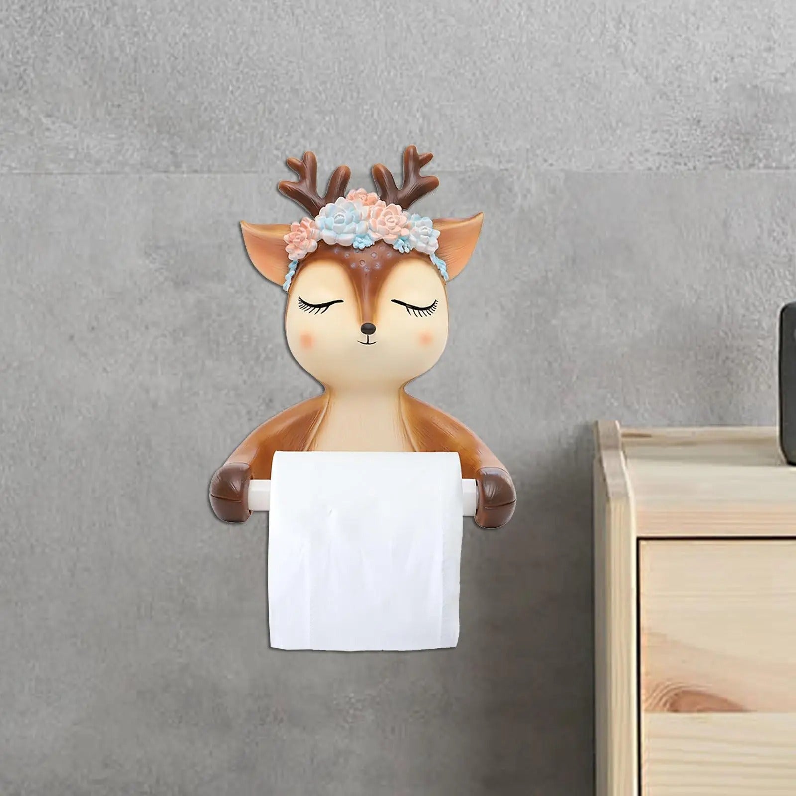 Porte Papier Toilette Cerf Fleurie