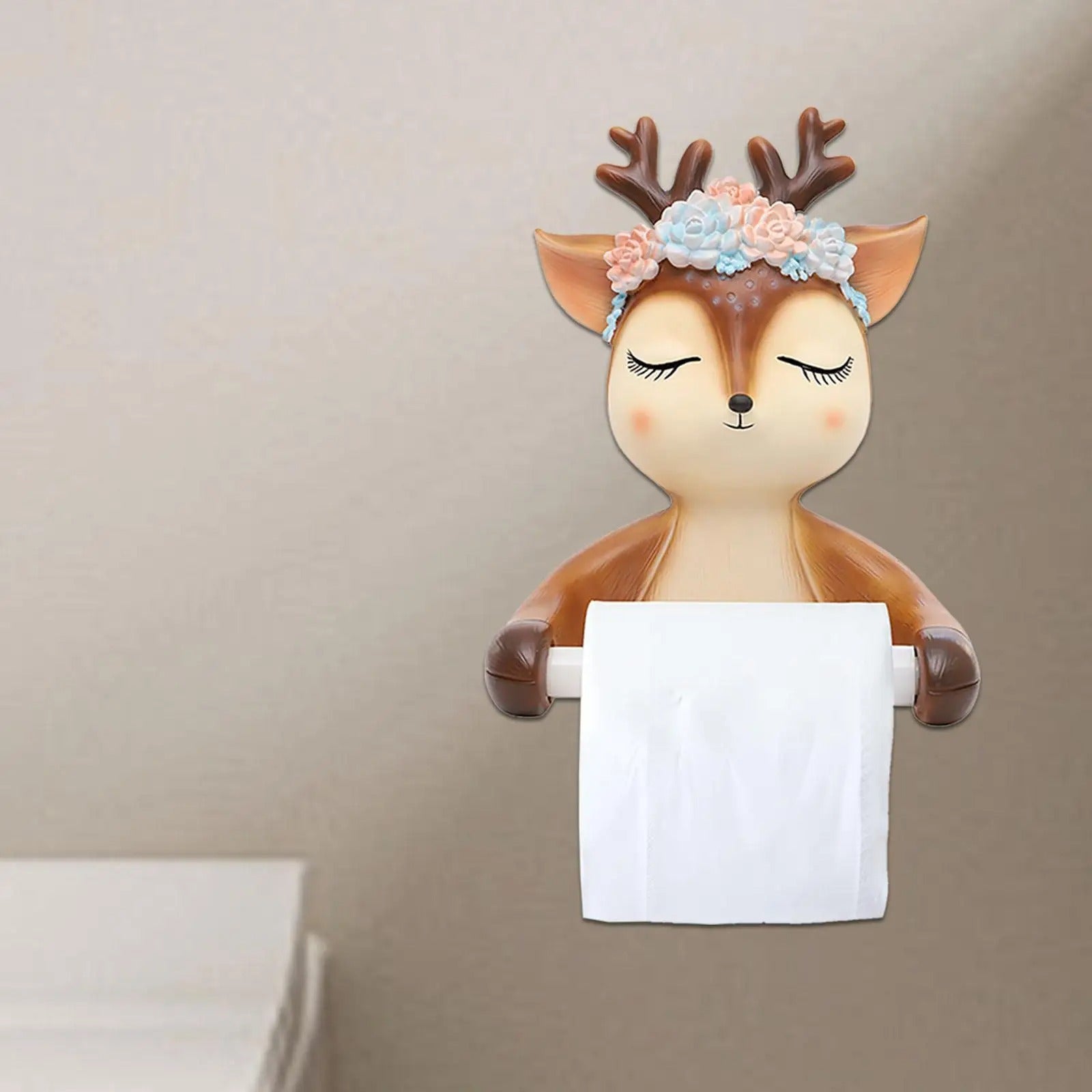 Porte Papier Toilette Cerf Fleurie