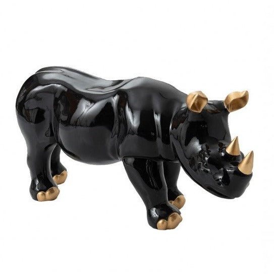 Statue Résine XXL Rhinocéros Doré