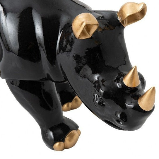 Statue Résine XXL Rhinocéros Doré