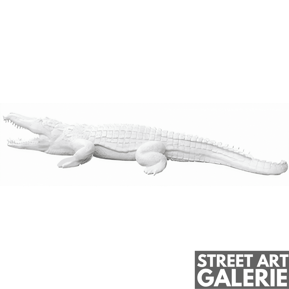 Crocodile en Résine Grandeur Nature Blanc