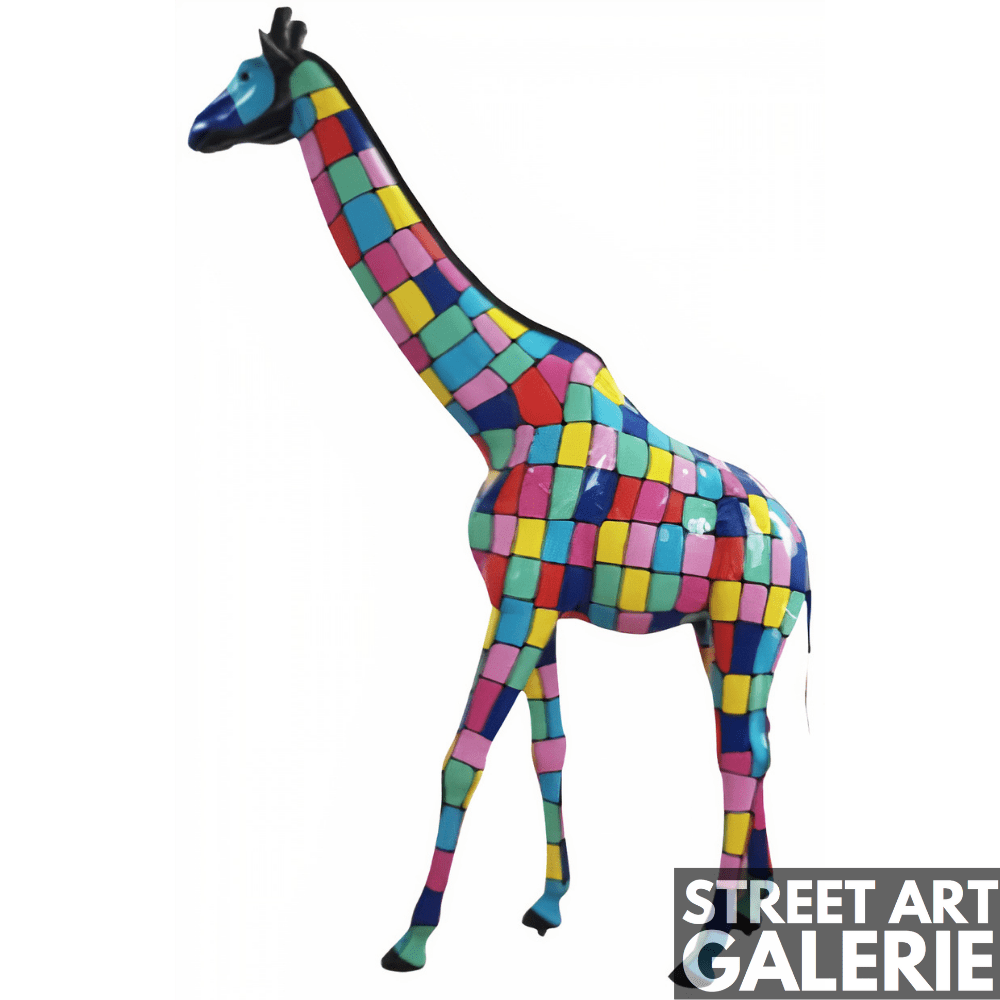 Girafe Résine XXL Carreaux