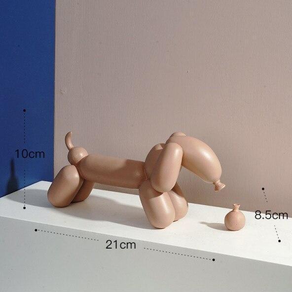 Statue Chien Ballon Déco Beige