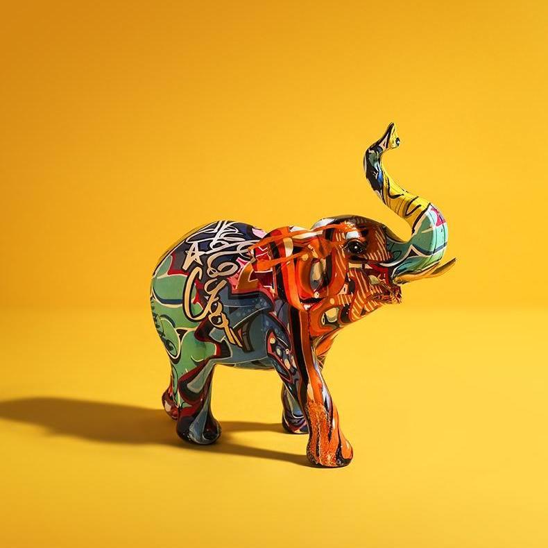 Statue Éléphant Coloré Résine