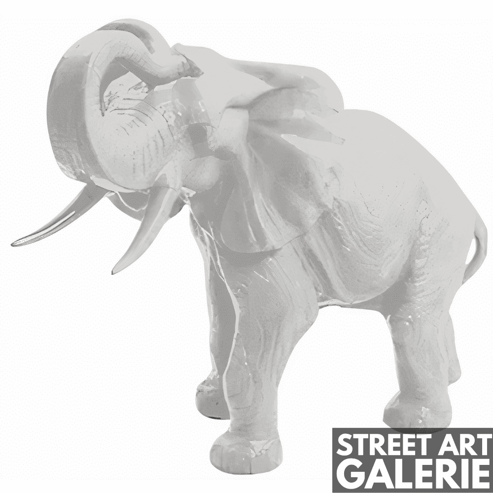 Statue Éléphant Jardin Blanc
