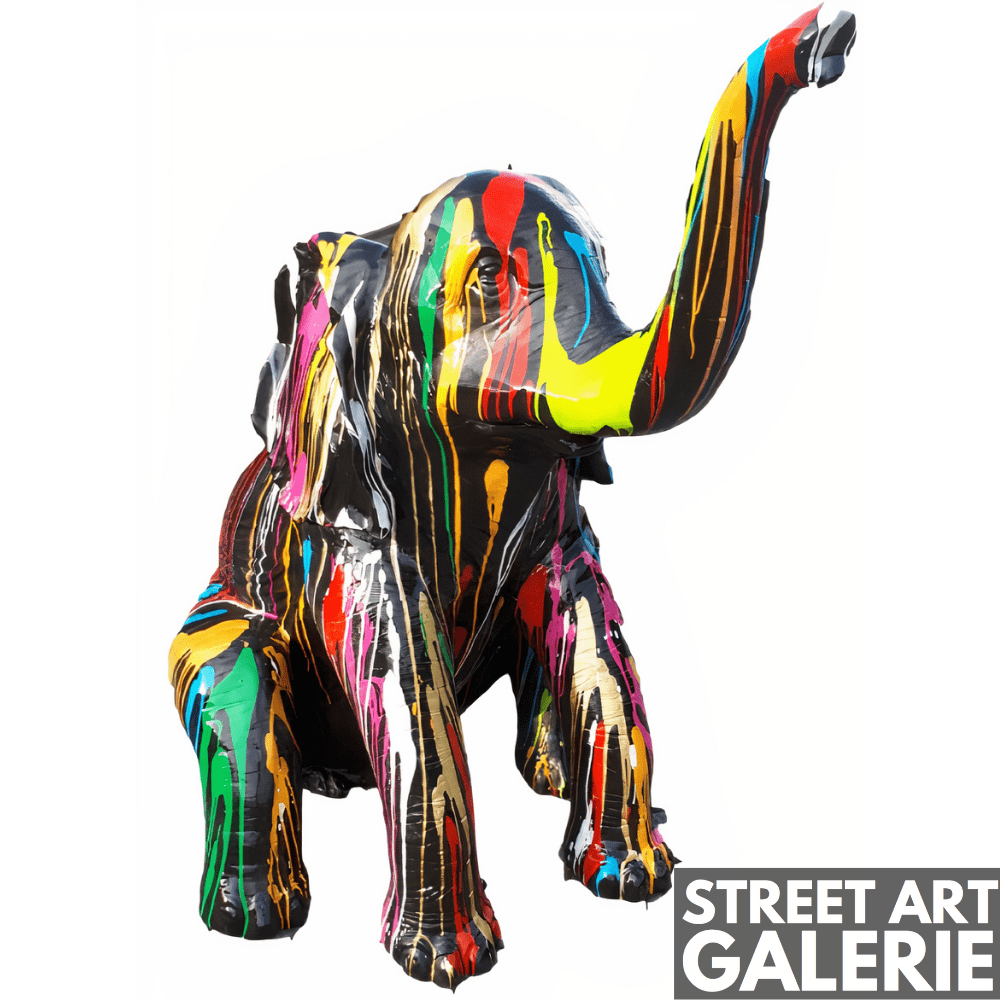 Statue Éléphant Résine Grande Taille Graffiti