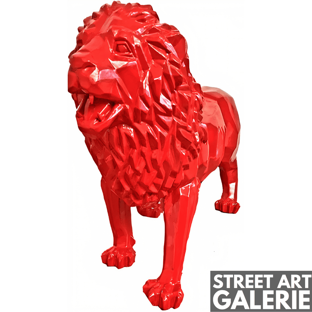 Statue Lion Jardin Rouge