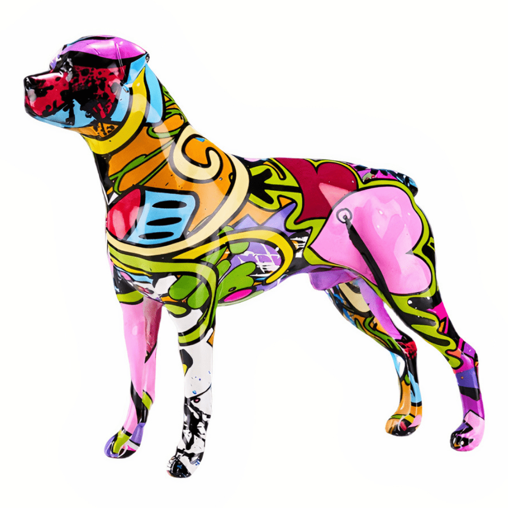 Statue Rottweiler Graffiti Rose