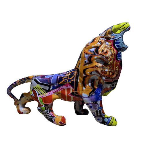 Statue Street Art Lion Coloré