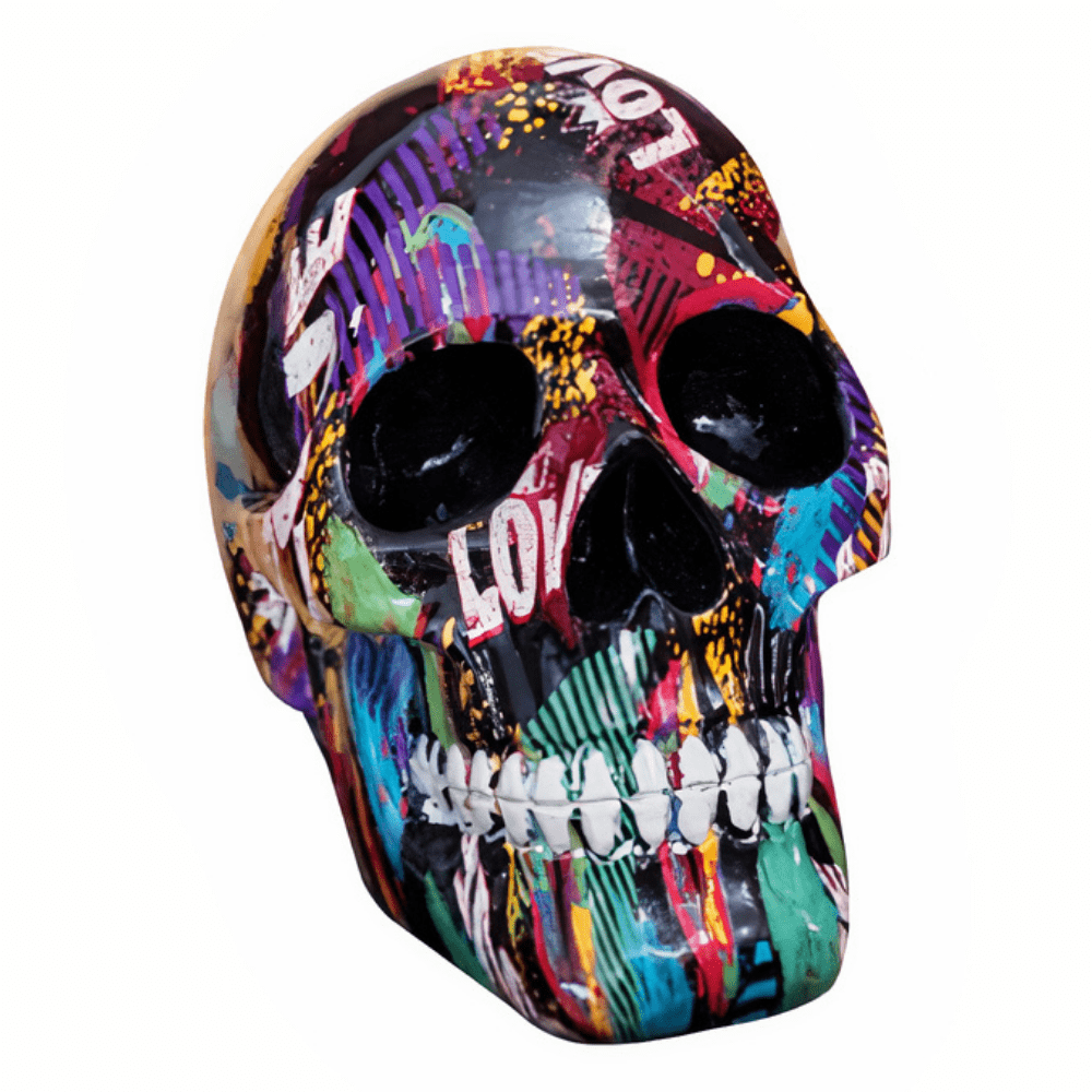 Statue Tête de Mort Graffiti