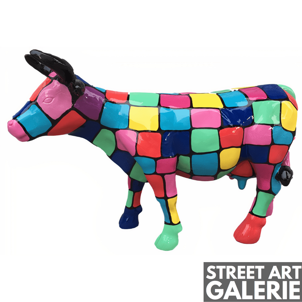 Statue Vache Jardin Multicolore