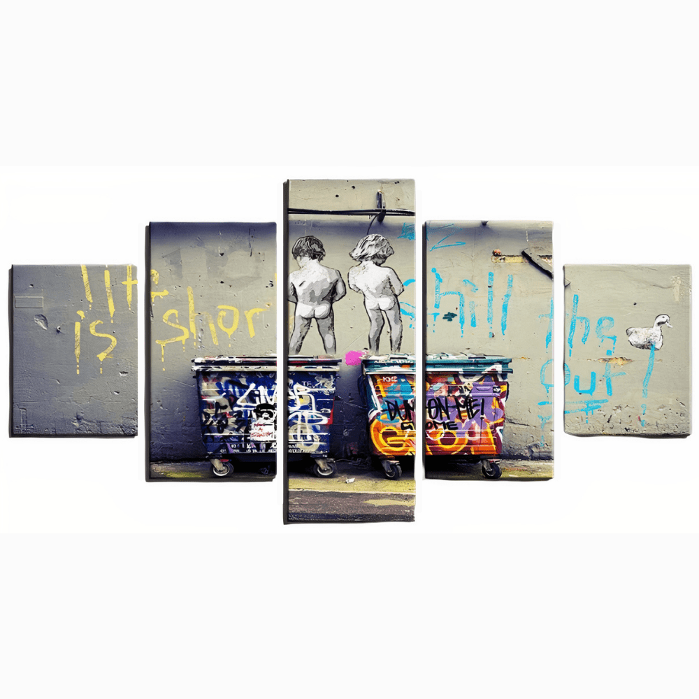 Tableau 5 Pièces Banksy