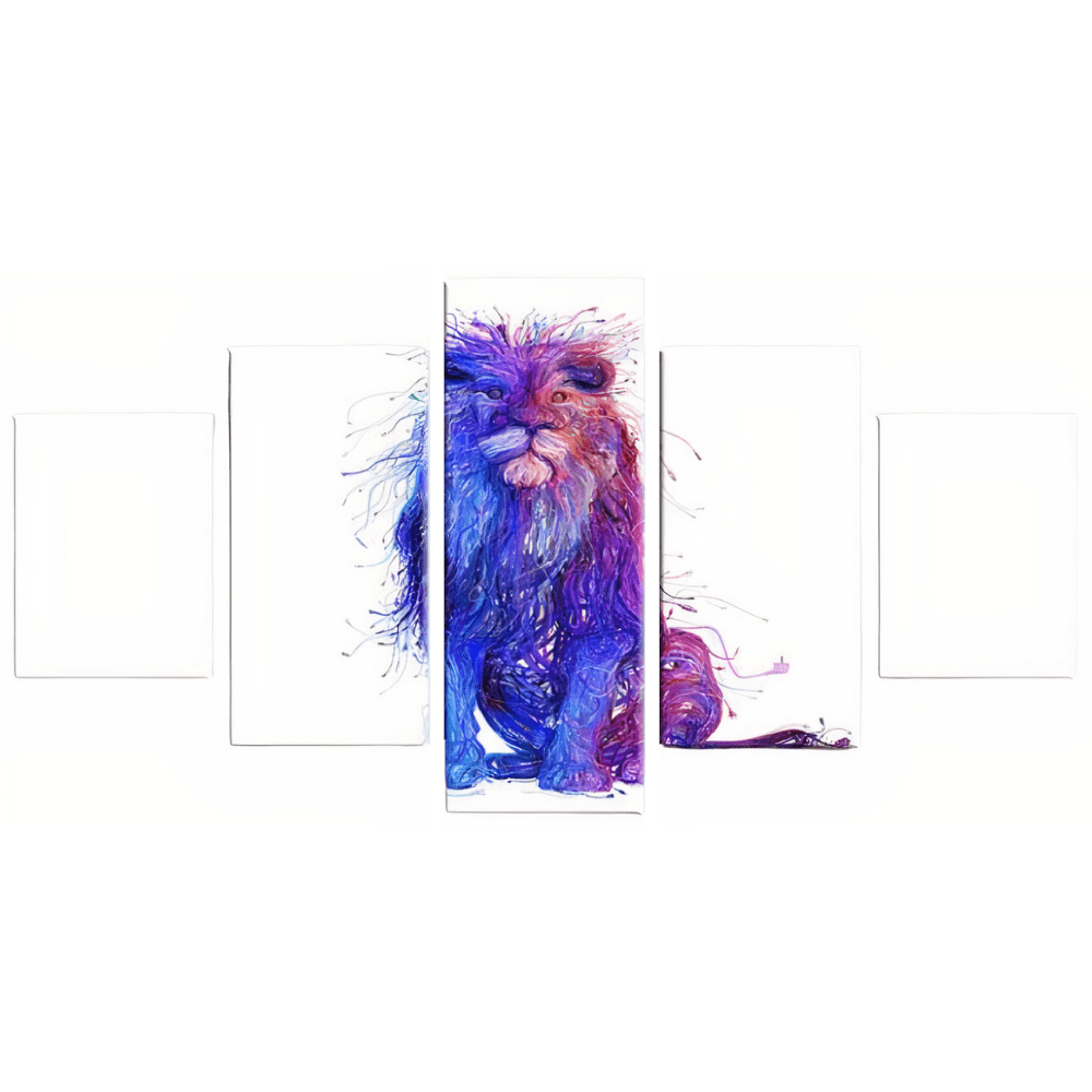 Tableau 5 Pièces Lion