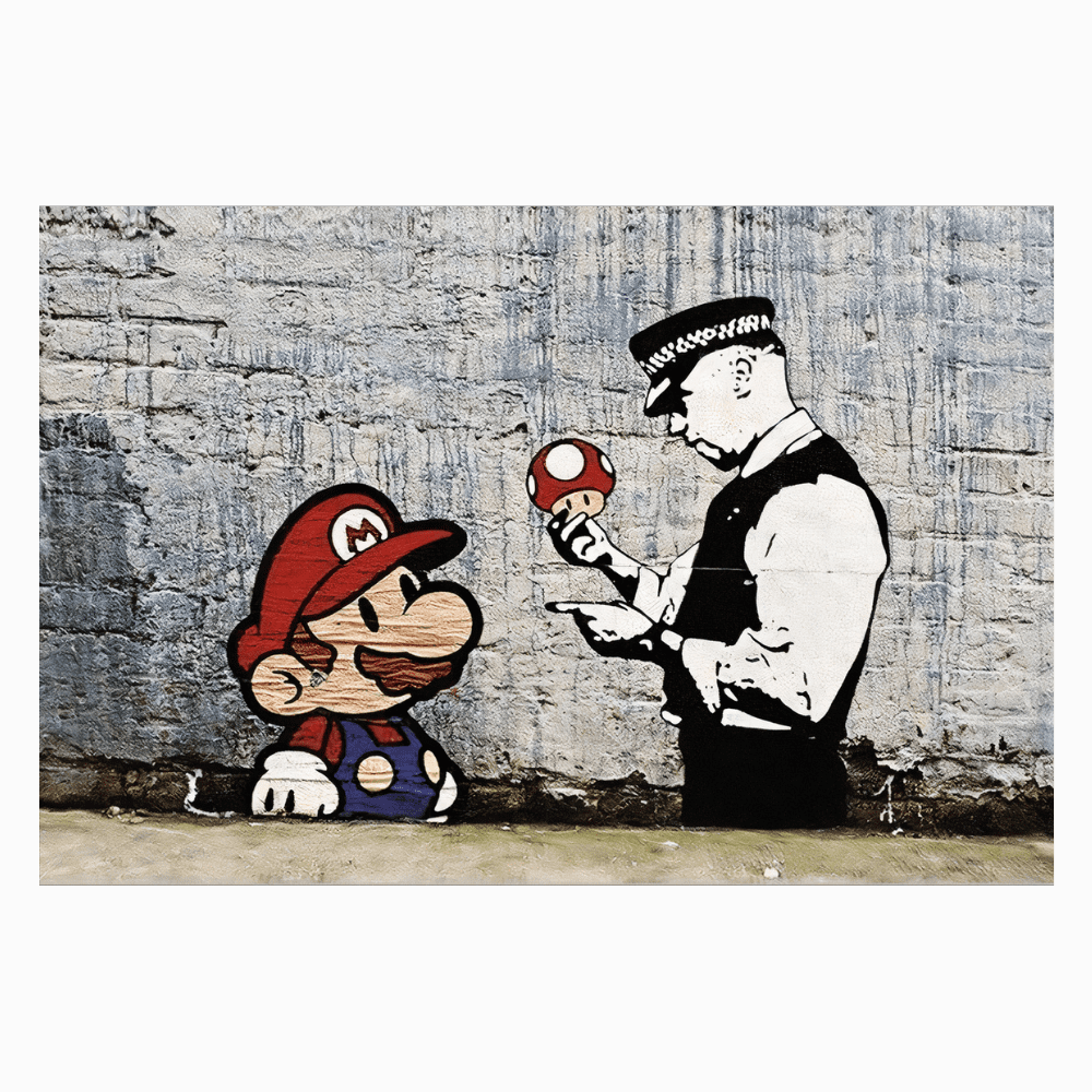 Tableau Banksy Mario Champignon