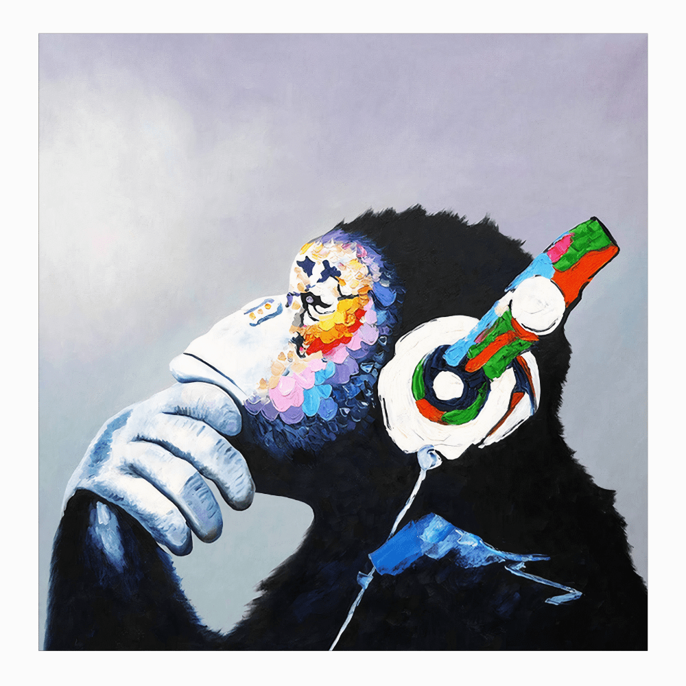 Tableau Singe Écouteur