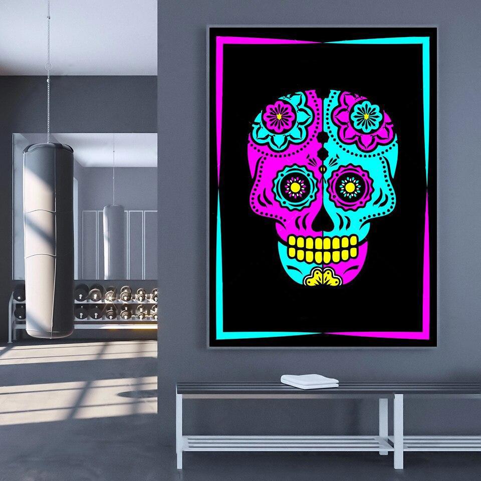 Tableau Tête de Mort Mexicaine Colorée