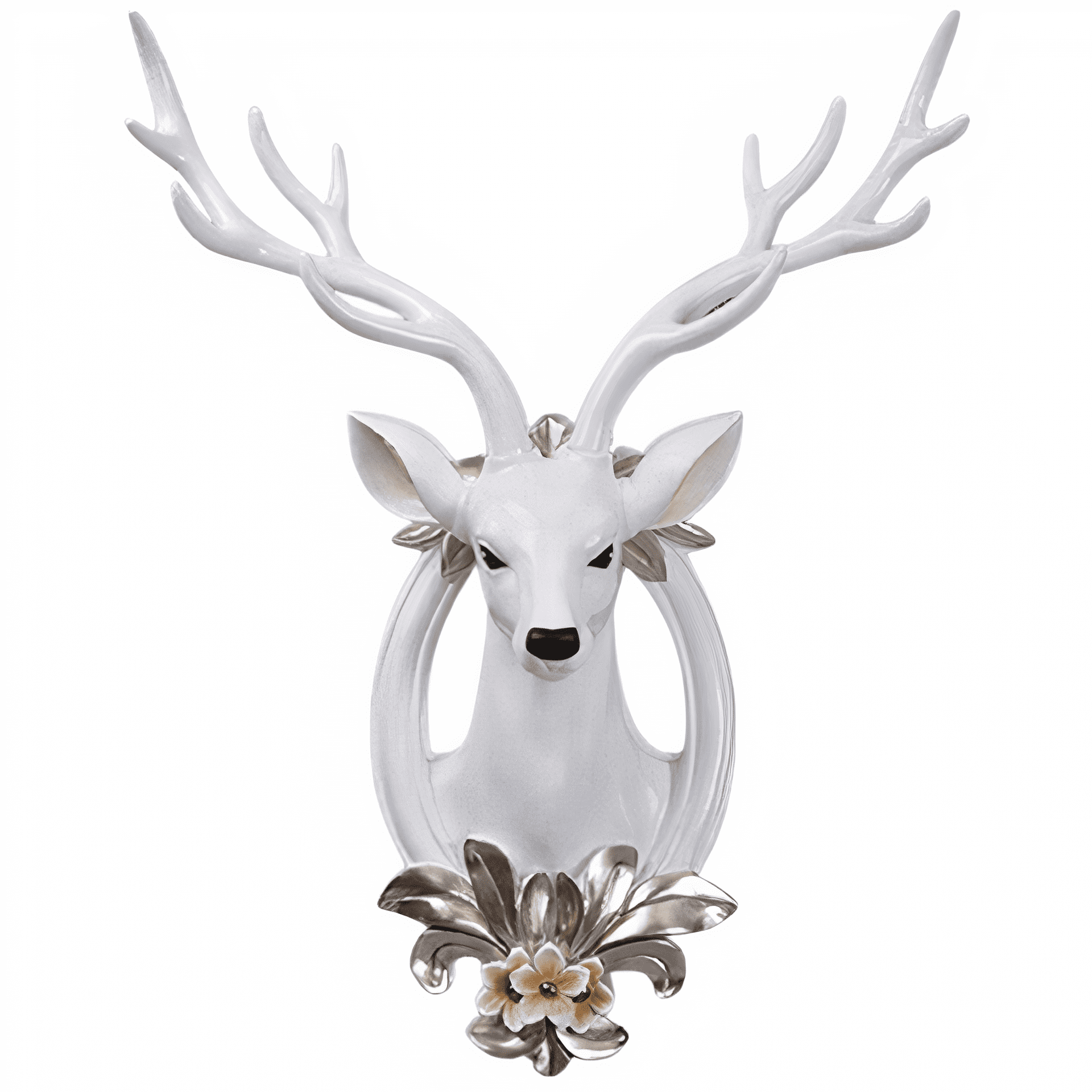 Tête de Cerf Blanche Décorative