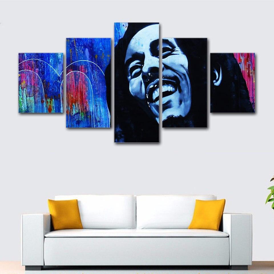Tableau 5 Pièces Bob Marley