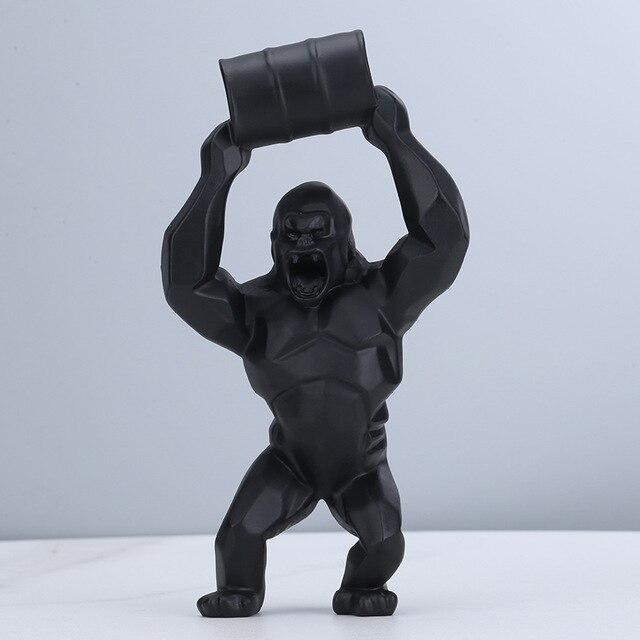 Statue Singe Tonneau Noir
