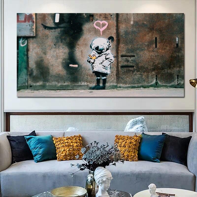 Tableau Banksy Space Girl And Bird