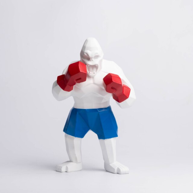 Statue Gorille Boxe Blanche