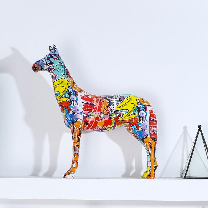 Graffiti coloré cheval résine artisanat décoration de la maison salon