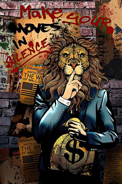 Tableau Lion Silence