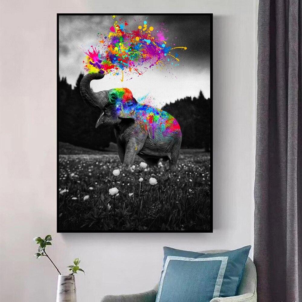 Tableau éléphant trompe en l'air