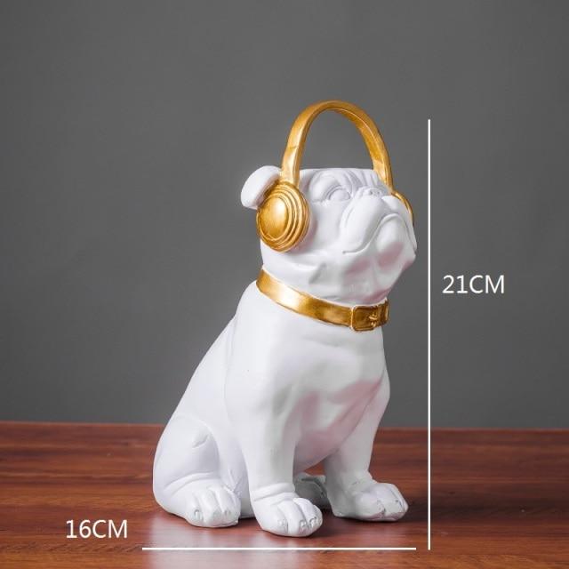 Statue Chien Avec Casque Blanche
