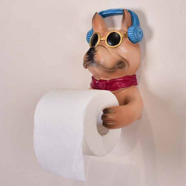 Porte Papier Toilette Chien Casque Marron