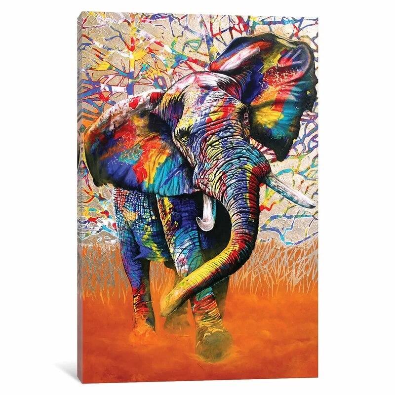 Tableau Éléphant Multicolore