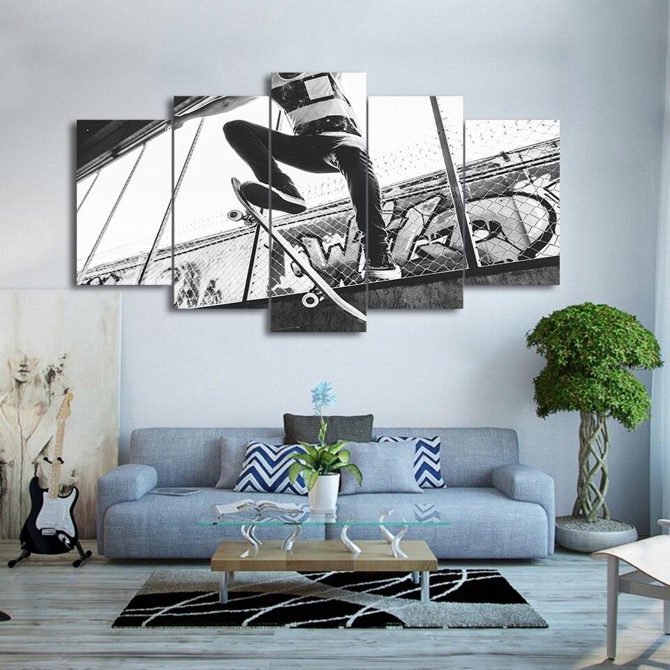 Toile Skateboard Noir et Blanc
