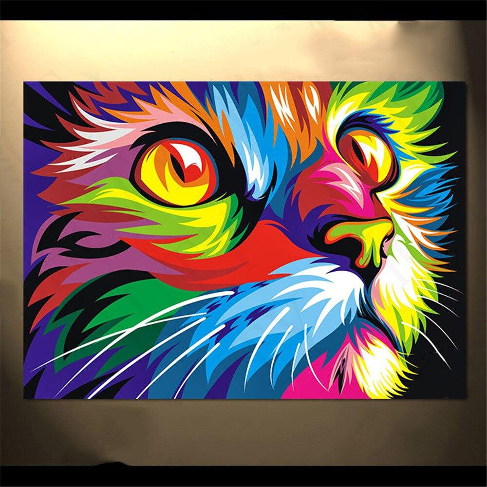 Tableau chat coloré large Couleur multicolore Artgeist