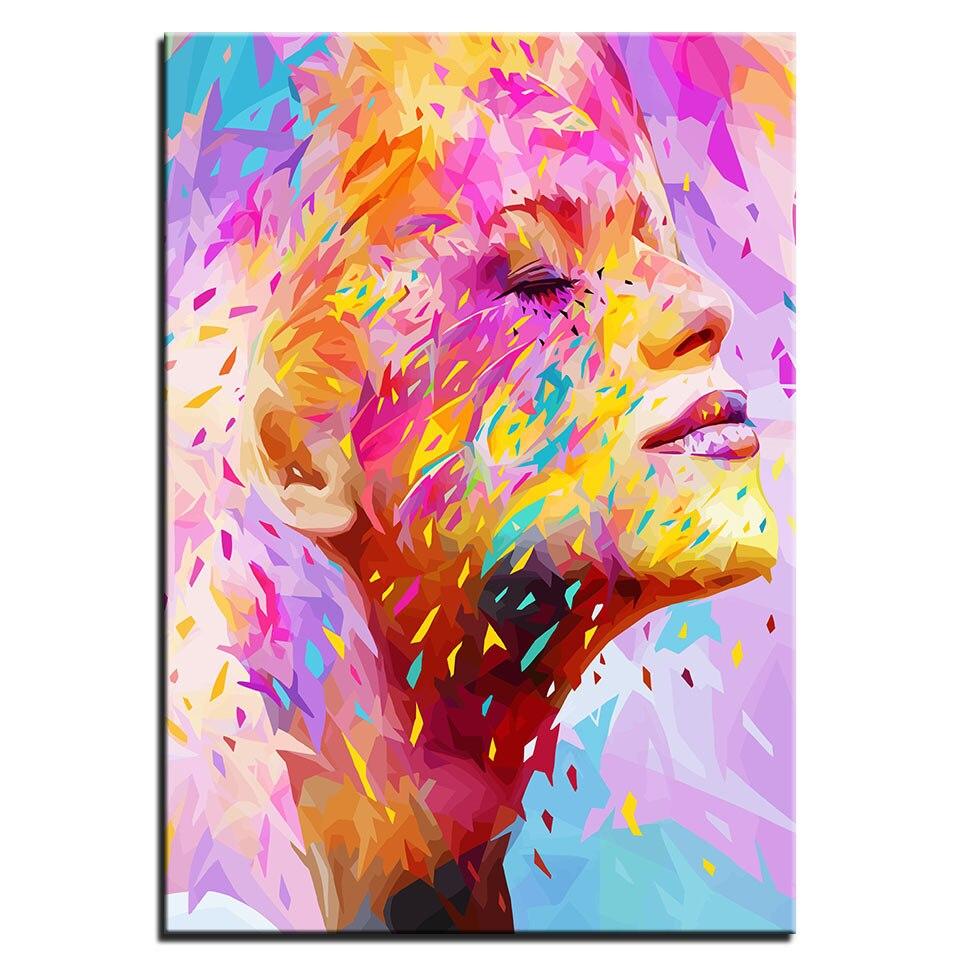 Tableau femme peinture multicolore • Tabloide