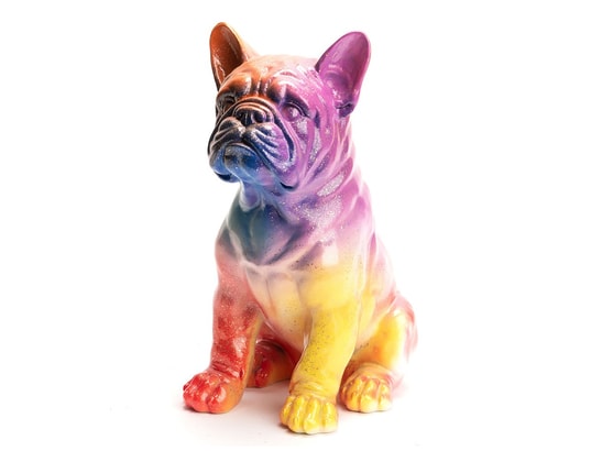 Statue Bouledogue Français Arc-en-ciel