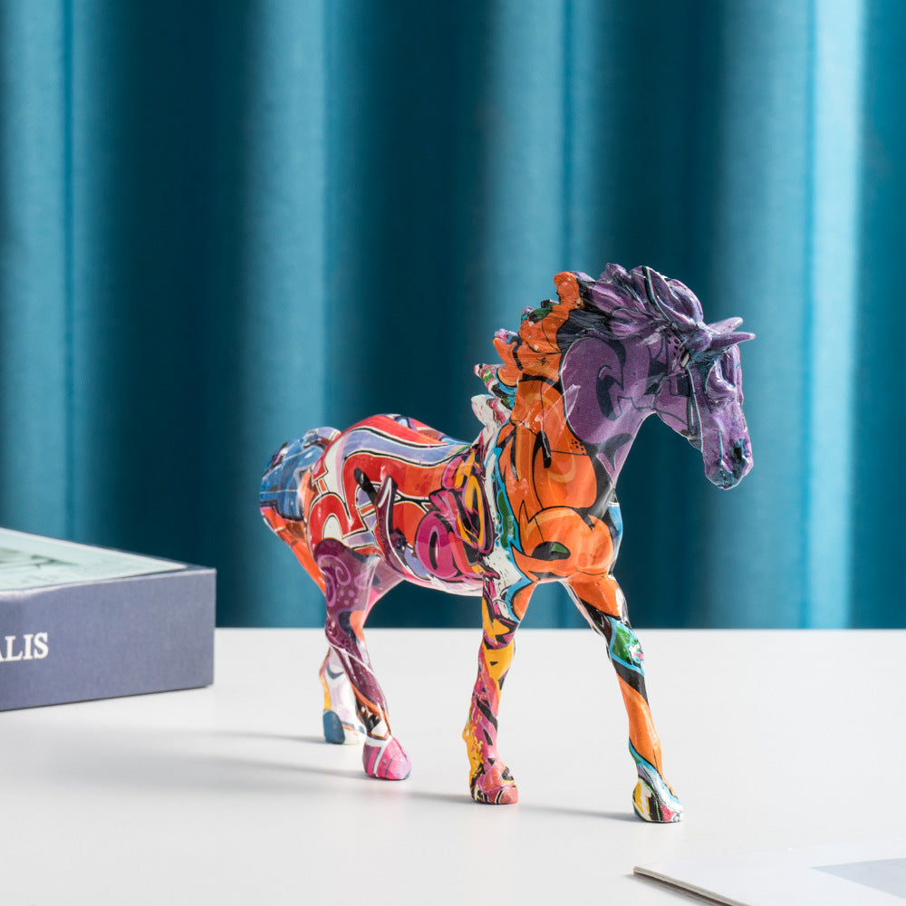 Statue Cheval Coloré