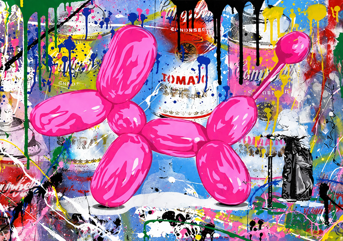 Tableau Chien Ballon Rose Koons