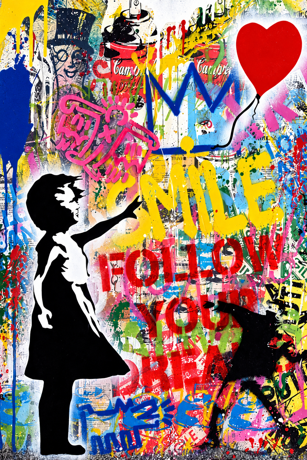 Tableau Banksy Fille au Ballon Love You
