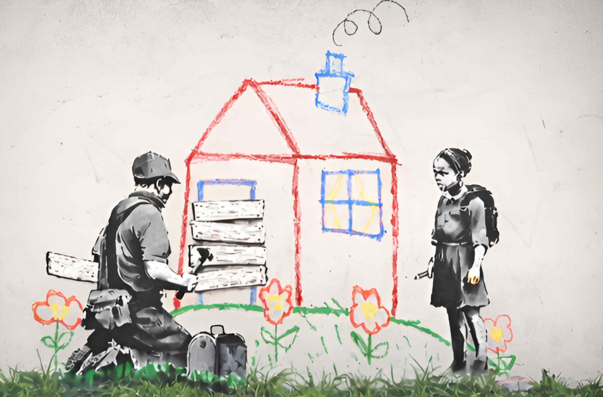 Tableau Banksy Crayon House