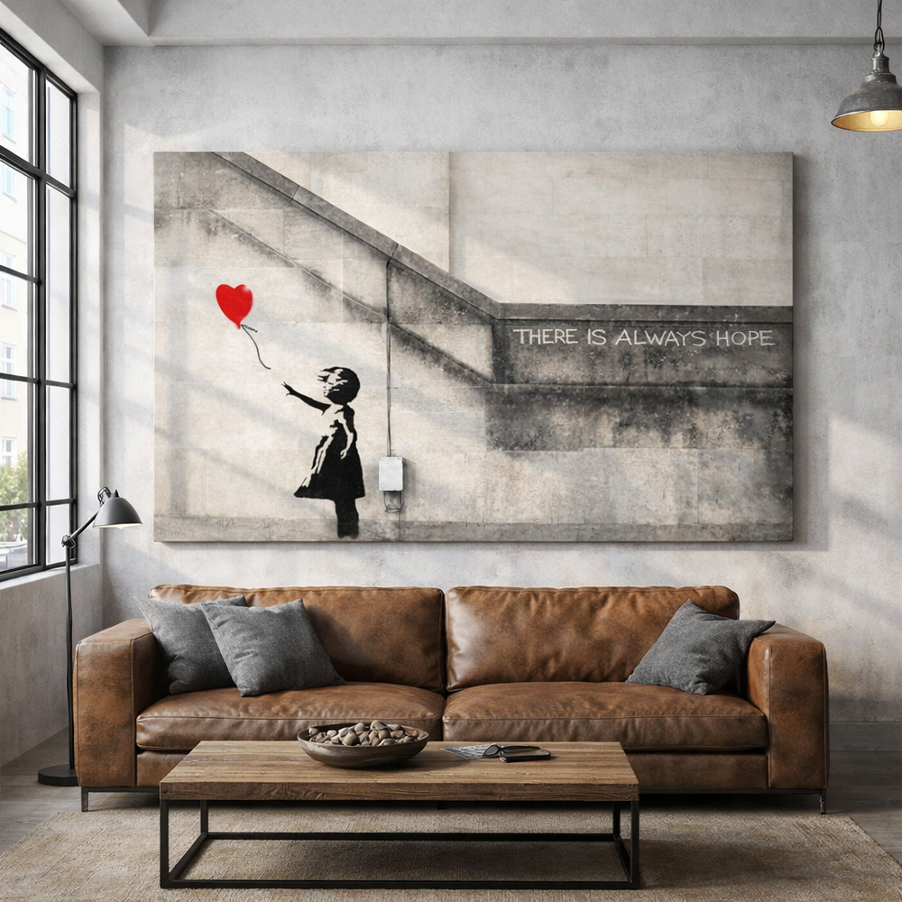 Tableau Banksy Fille au Ballon Rouge