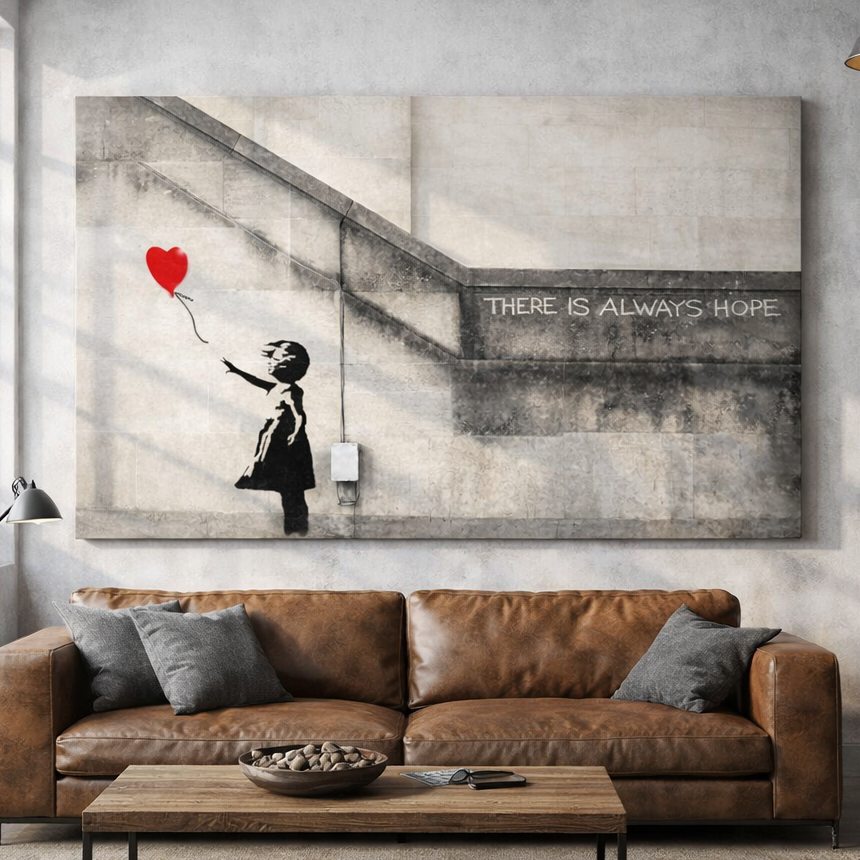 Tableau Banksy Fille Ballon Rouge