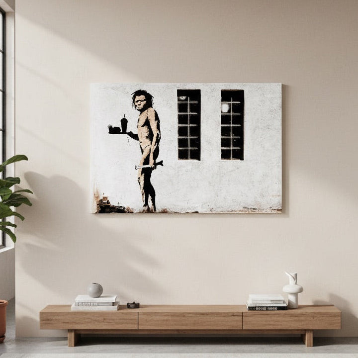 Tableau Banksy Homme de Cro-Magnon