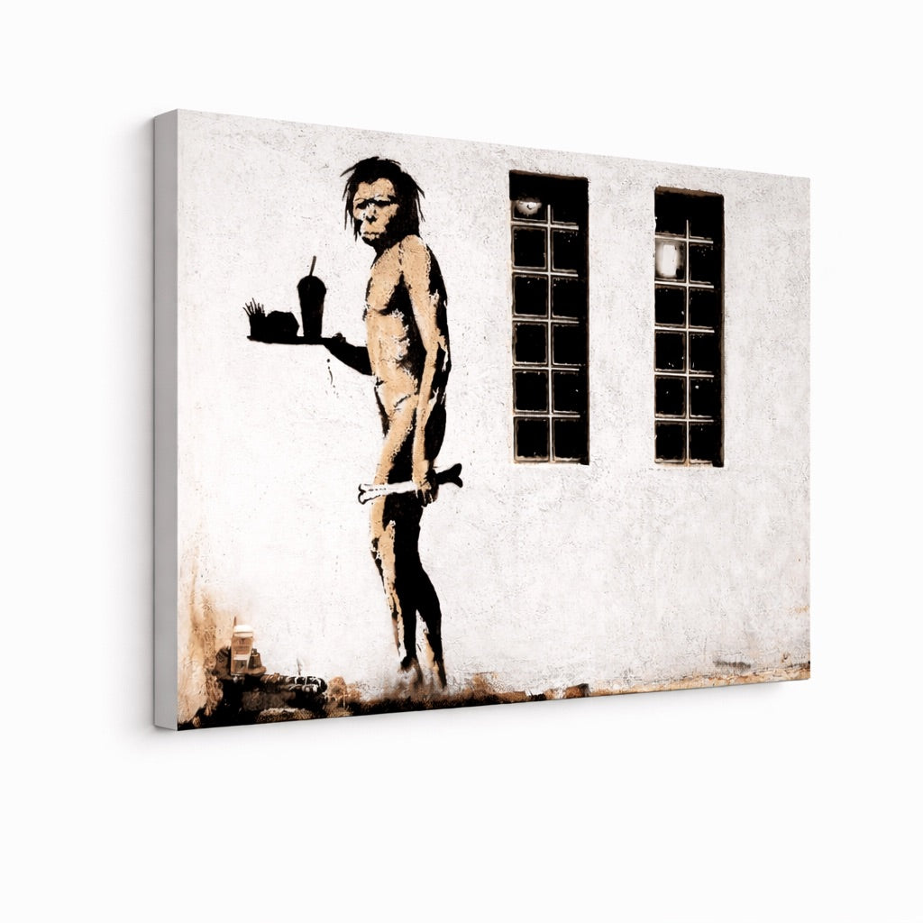 Tableau Banksy Homme de Cro-Magnon