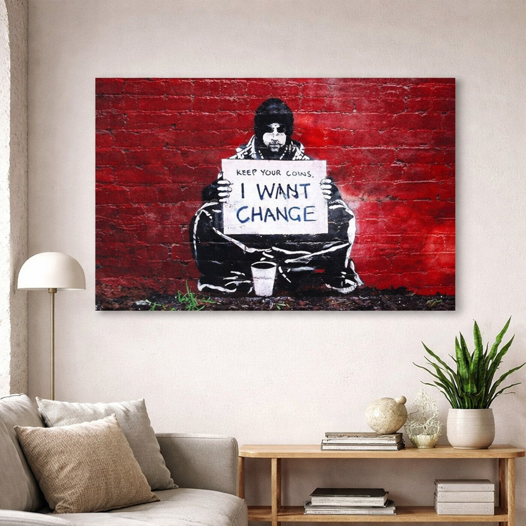 Tableau Banksy I Want Change