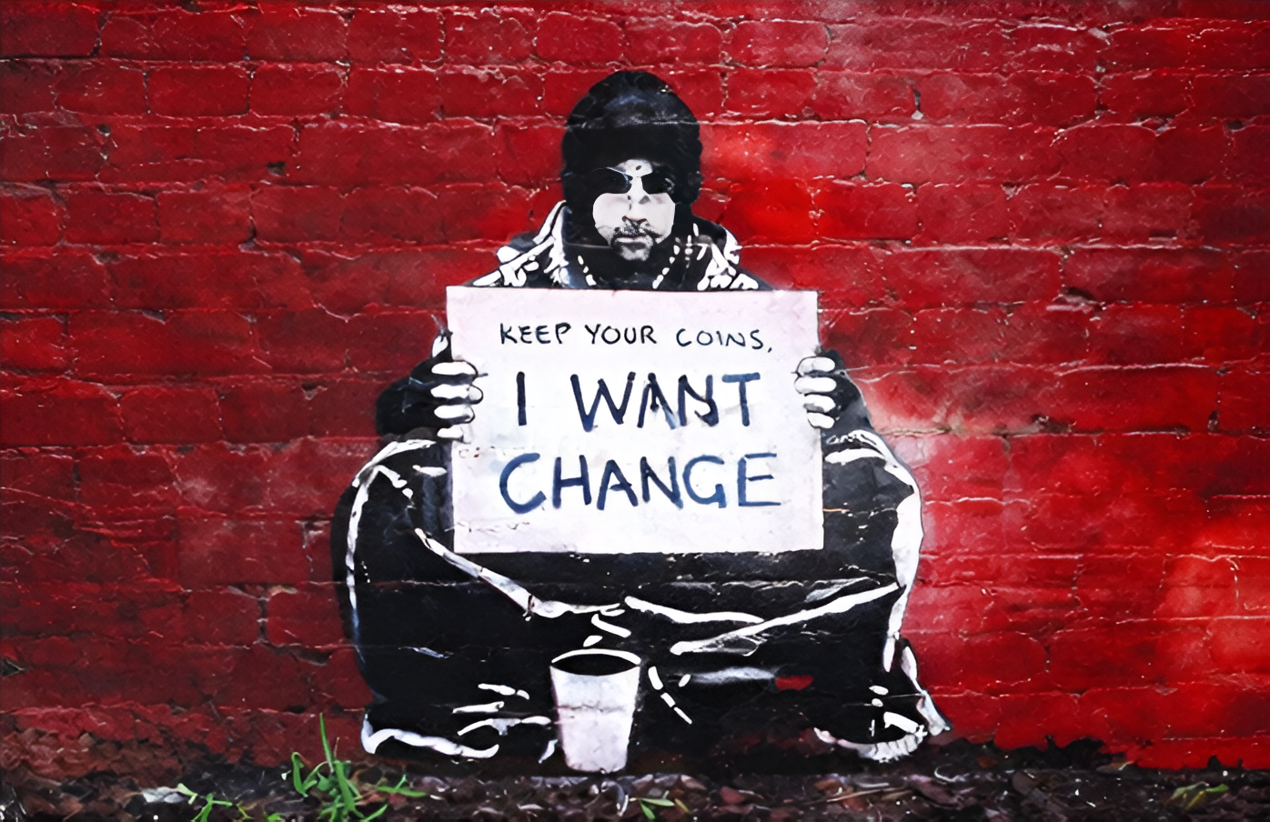 Tableau Banksy I Want Change